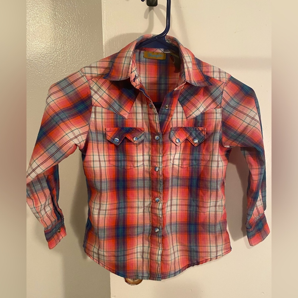 Wrangler Plaid Kids Shirt - Red and Blue